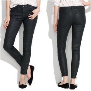 Madewell Faux Leather Skinny Moto Jeans Ankle Zippers Coated